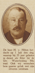 873128 Portret van H. van Hilten te Utrecht, die 25 jaar fitter is bij de Utrechtsche Waterleiding Maatschappij (UWM).